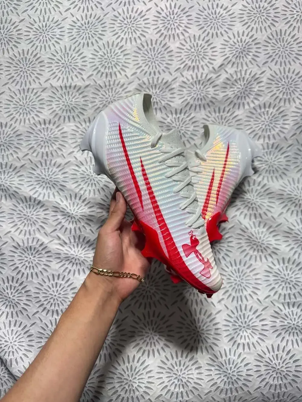 Under Armour Blur Pro Men's Football Cleats White Red 12 Mens 3028220-101